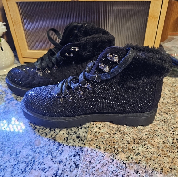 Tosca Blu Sequined Lace Up Ankle Boots - Picture 2 of 14